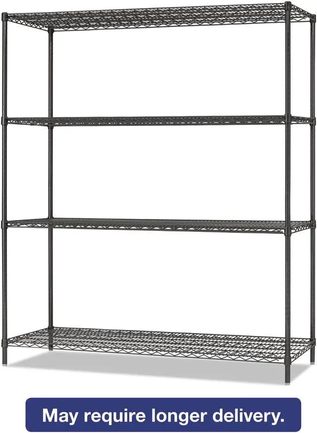 Alt view image 7 of 12 - Alera - 4TIND6018BA - All-Purpose Wire Shelving Starter Kit, 4-Shelf, 60 x 18 x 72, Black Anthracite+