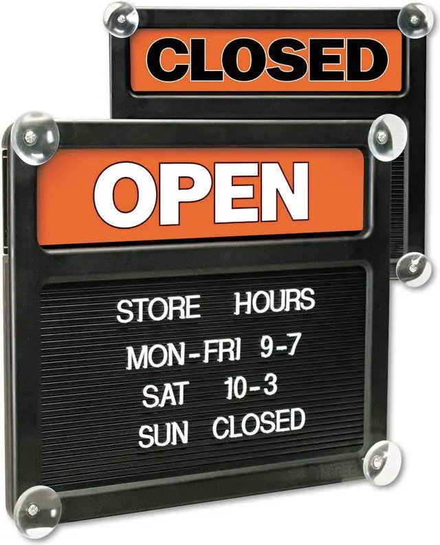 Main image of Headline Sign Double-Sided Open/Closed Sign w/Plastic Push Characters 14 3/8 x
