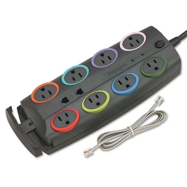 Alt view image 13 of 13 - SmartSockets Color-Coded Surge Protector 8 Outlets 8 ft Cord 3090 Joules