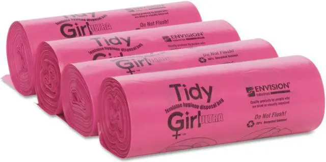 Alt view image 12 of 16 - Stout Tidy Girl Feminine Hygiene Sanitary Disposal Bags 150/Roll 4 Rolls/Carton