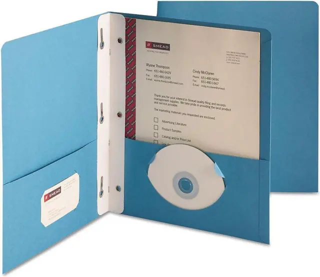 Alt view image 7 of 10 - Smead 2-Pocket Folder w/Tang Fastener Letter 1/2" Cap Blue 25/Box 88052