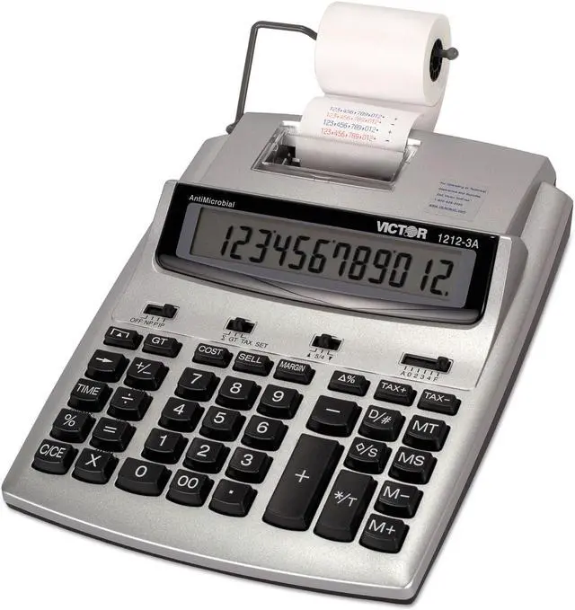 Alt view image 13 of 13 - Victor 1212-3A Antimicrobial Printing Calculator Blue/Red Print 2.7 Lines/Sec 12123A