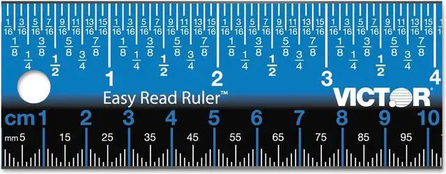 Alt view image 16 of 18 - Victor Easy Read Stainless Steel Ruler Standard/Metric 12" Blue EZ12SBL