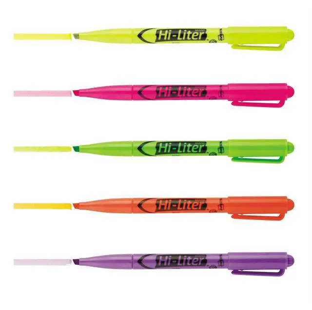 Alt view image 7 of 10 - Hi-Liter Pen Style Highlighter Chisel Assorted Fluorescent Colors 6/Set 23565