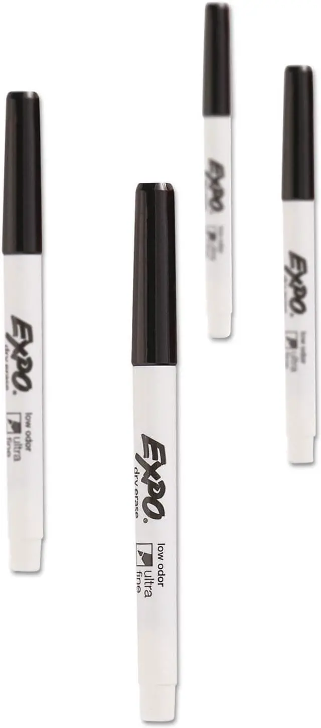 Alt view image 2 of 9 - EXPO Low-Odor Dry-Erase Marker Ultra Fine Point Black 4/Pack 1871774