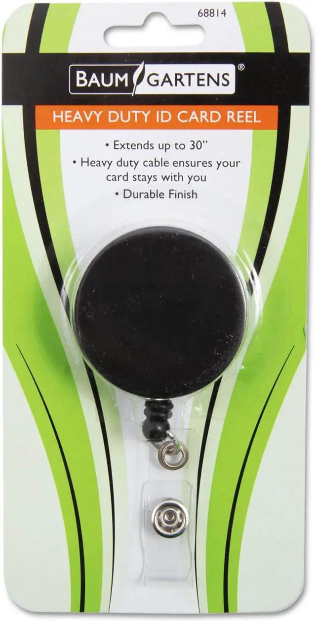 Alt view image 13 of 20 - Baumgartens Large ID Badge Reel Hvy-Duty Cord/Clip 30" Black/Chrome 68814