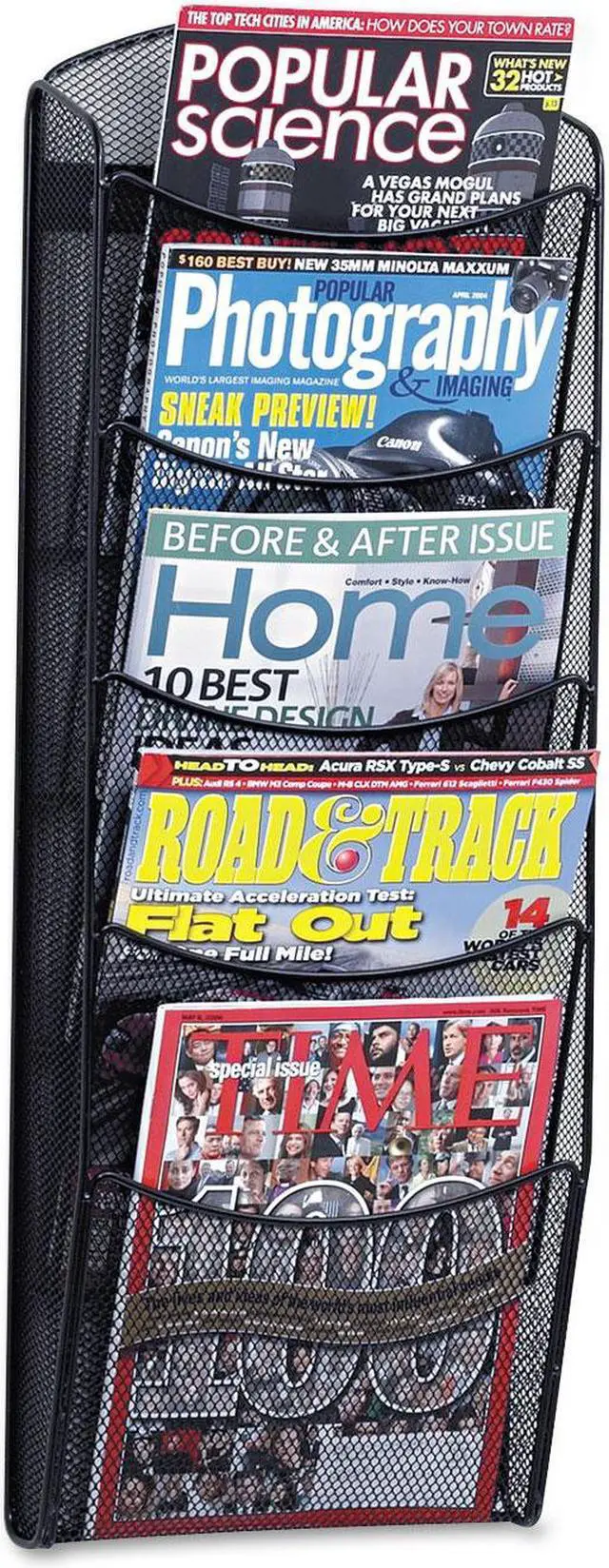 Alt view image 15 of 20 - Safco Onyx Mesh Literature Rack Five Compartments 10-1/4w x 3-1/2d x 28-1/3h