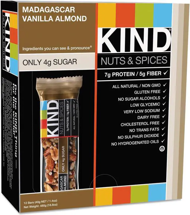 Alt view image 10 of 14 - KIND 17850 Nuts and Spices Bar, Madagascar Vanilla/Almond, 1.4 oz, 12/Box