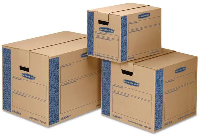 Alt view image 15 of 16 - Bankers Box SmoothMove Prime Medium Moving Boxes 18l x 18w x 16h Kraft/Blue 8