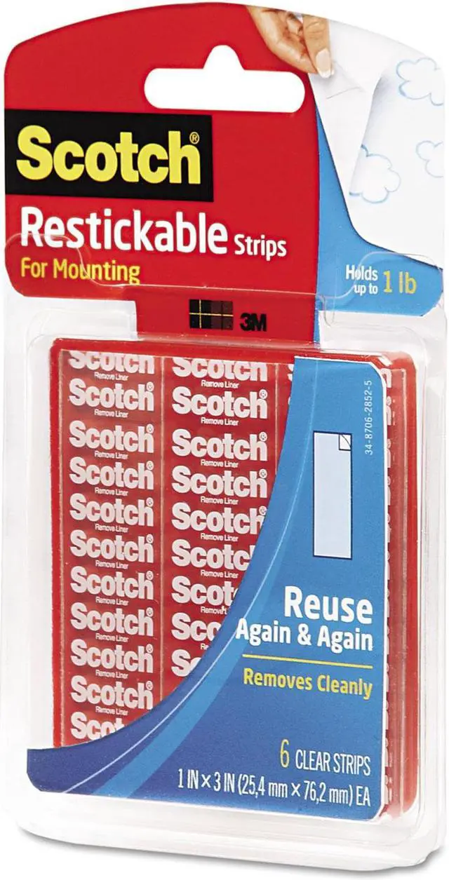 Alt view image 15 of 20 - Scotch Restickable Mounting Tabs 1" x 3" Clear 6/Pack R101