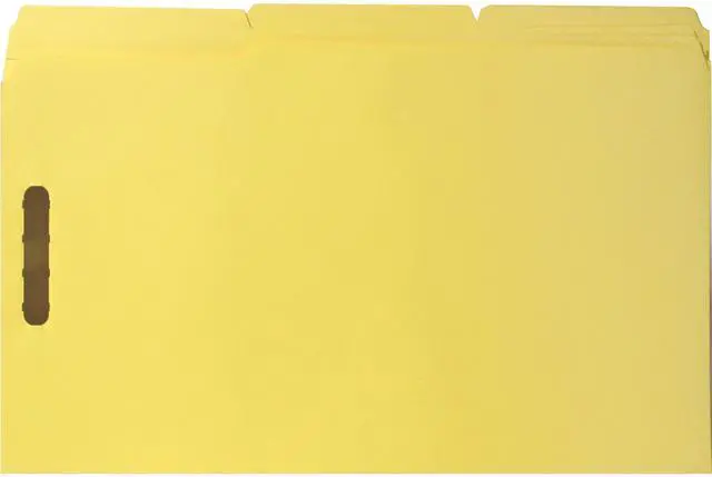 Alt view image 3 of 4 - Sparco Fastener Folders w/ 2-Ply Tab 1/3 Ast Tab 50/BX Lgl Yellow SP17222