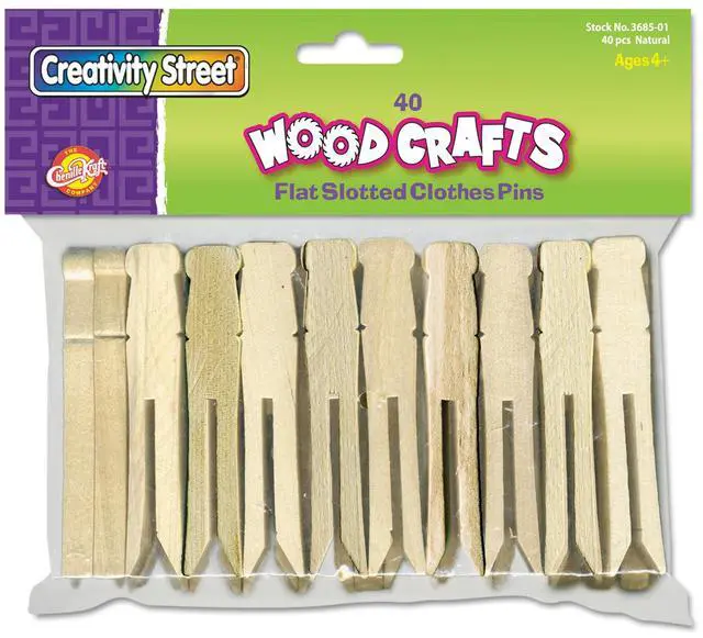 Alt view image 6 of 8 - Chenille Kraft 368501 Flat Wood Slotted Clothespins  3-3/4 Length  40 Toothpicks per Pack