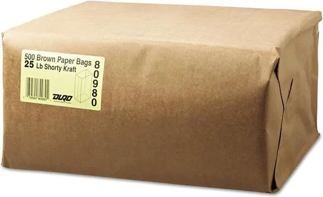 Alt view image 4 of 5 - General #25 Squat Paper Grocery Bag 40lb Kraft Standard 8 1/4 x6 1/8 x15 7/8 500 bags GK25S500