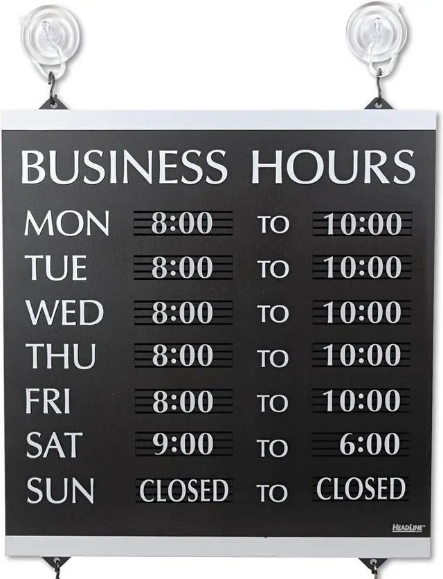 Alt view image 11 of 11 - Headline Sign Century Series Business Hours Sign Heavy-Duty Plastic 13 x 14 Black 4247