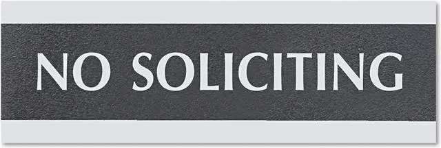 Main image of Headline Sign Century Series Office Sign NO SOLICITING 9 x 3 Black/Silver 4758