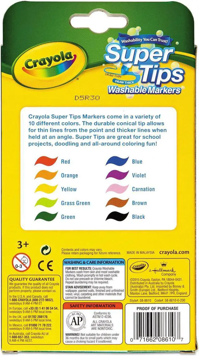 Alt view image 11 of 13 - Crayola Washable SuperTips Markers Assorted 10/Pack 588610