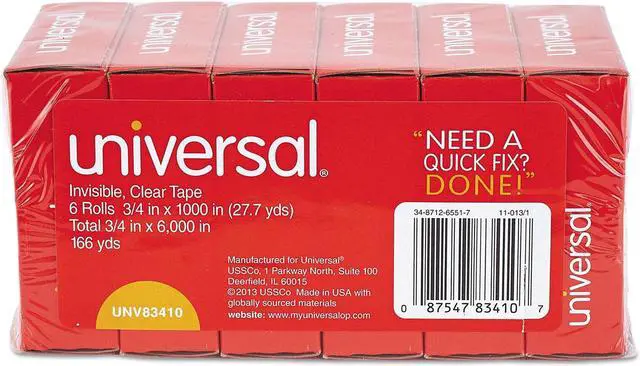 Alt view image 12 of 15 - Universal 83410 Invisible Tape  3/4   x 28 Yards  1 in.Core  Clear  Six per Box