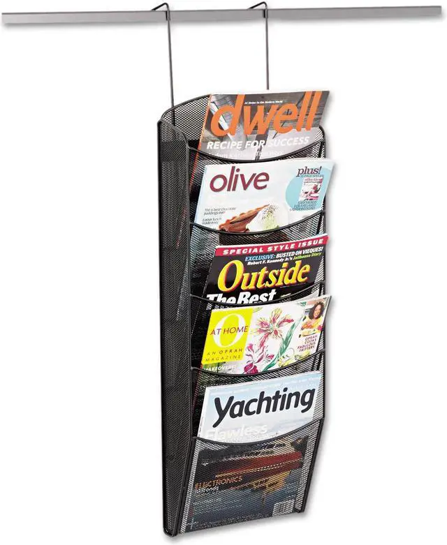 Alt view image 16 of 20 - Safco Onyx Mesh Literature Rack Five Compartments 10-1/4w x 3-1/2d x 28-1/3h