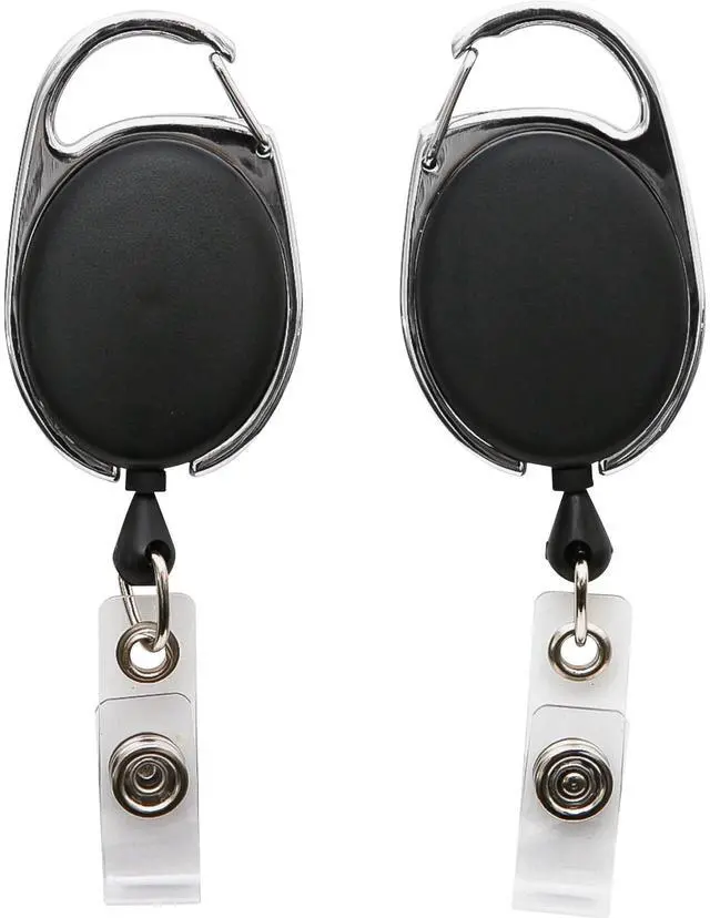 Alt view image 6 of 8 - Baumgartens Clip ID Badge Reel, Caribiner Style, 30", Matte Black 68754