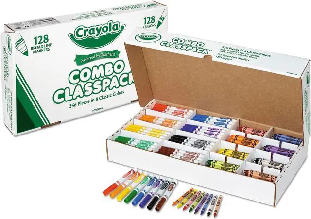 Alt view image 8 of 14 - Crayola 52-3349 Crayons And Markers Combo Classpack, Eight Colors, 256/Set