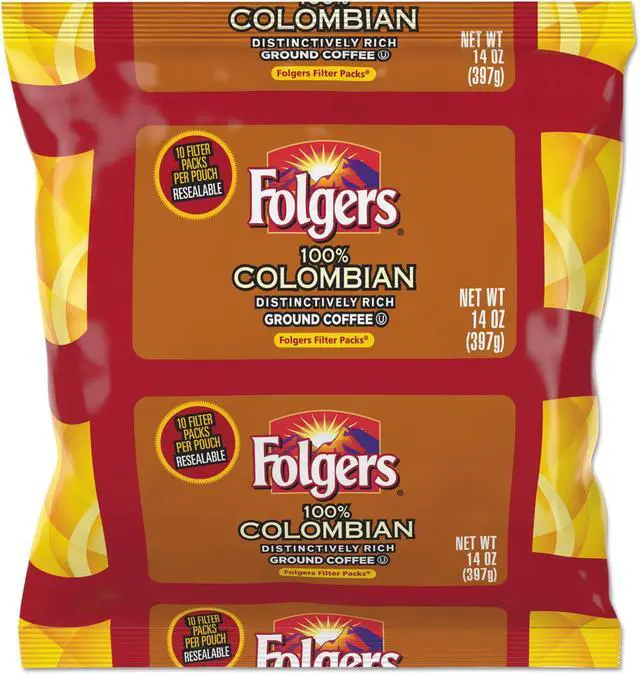Alt view image 3 of 10 - Folgers Colombian Ground Coffee Filter Packs Ground - Regular - Colombian - Bold - 1.4 oz - 40 / Carton  FOL10107