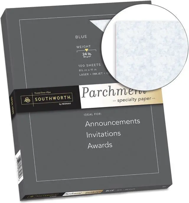 Alt view image 11 of 15 - Southworth Parchment Specialty Paper Blue 24lb 8 1/2 x 11 100 Sheets P964CK336