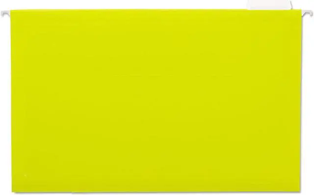 Main image of UNIVERSAL Hanging File Folders 1/5 Tab 11 Point Stock Legal Yellow 25/Box 14219