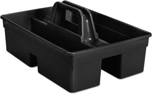 Alt view image 8 of 9 - Rubbermaid Commercial Executive Carry Caddy 2-Compartment Plastic 10 3/4"W x 6 1/2"H Black 1880994