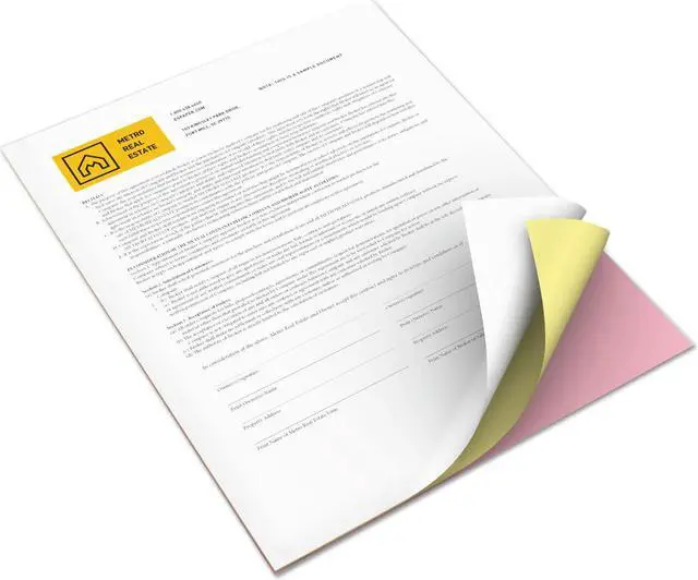 Alt view image 7 of 10 - Xerox Bold Digital Carbonless Paper 8 1/2 x 11 White/Canary/Pink 5 000 Sheets/CT