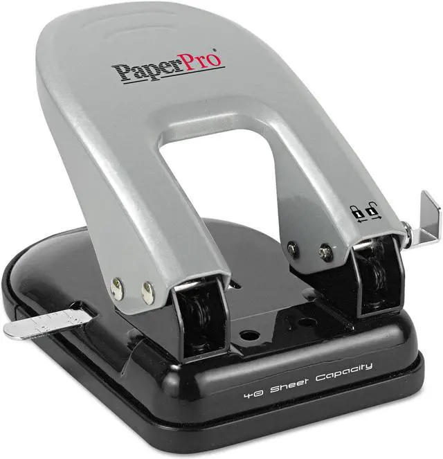 Alt view image 8 of 11 - Indulge Two-Hole Punch, 40-Sheet Capacity, Black/silver