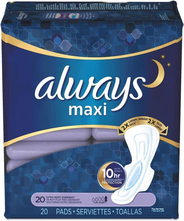 Always Maxi Pads Extra Heavy Overnight 20/Pack 6/Carton 17902 