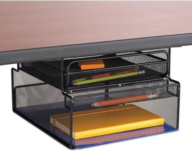 Alt view image 6 of 6 - Safco 3244BL Onyx Hanging Organizer W/Drawer, Under Desk Mount, 12 1/3 X 10 X 7 1/4, Black