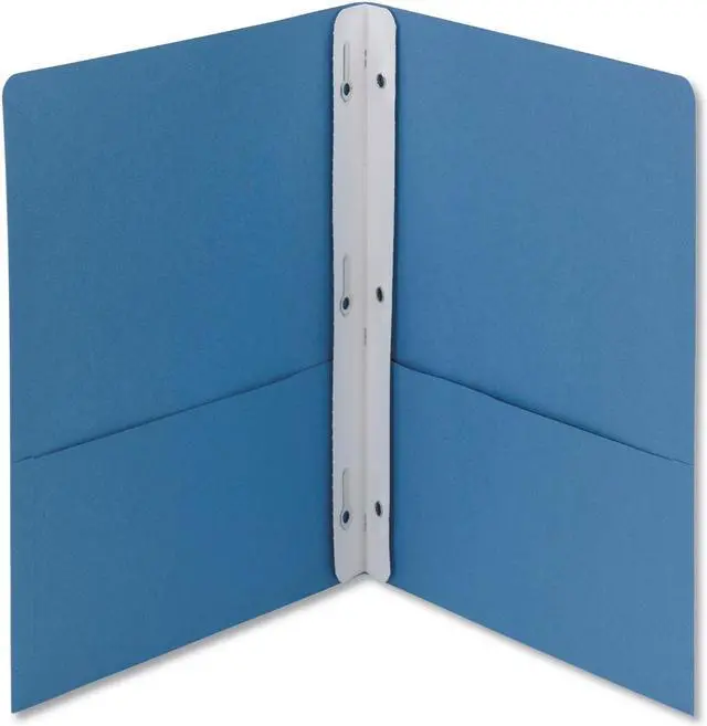 Alt view image 9 of 10 - Smead 2-Pocket Folder w/Tang Fastener Letter 1/2" Cap Blue 25/Box 88052