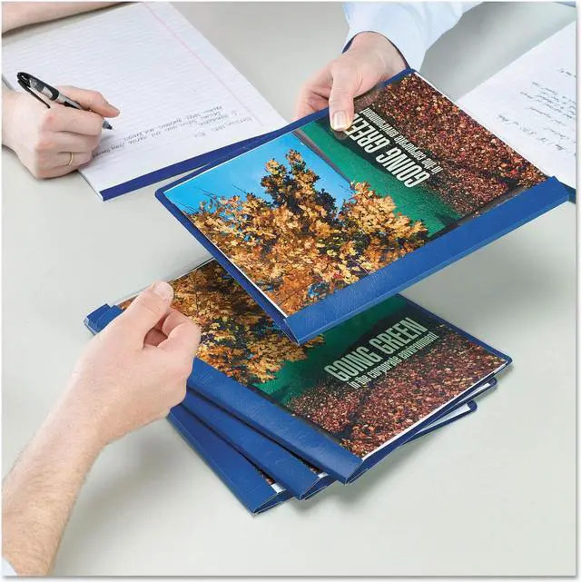Alt view image 2 of 10 - Smead Poly Report Cover Tang Clip Letter 1/2" Capacity Clear/Blue 25/Box 87452
