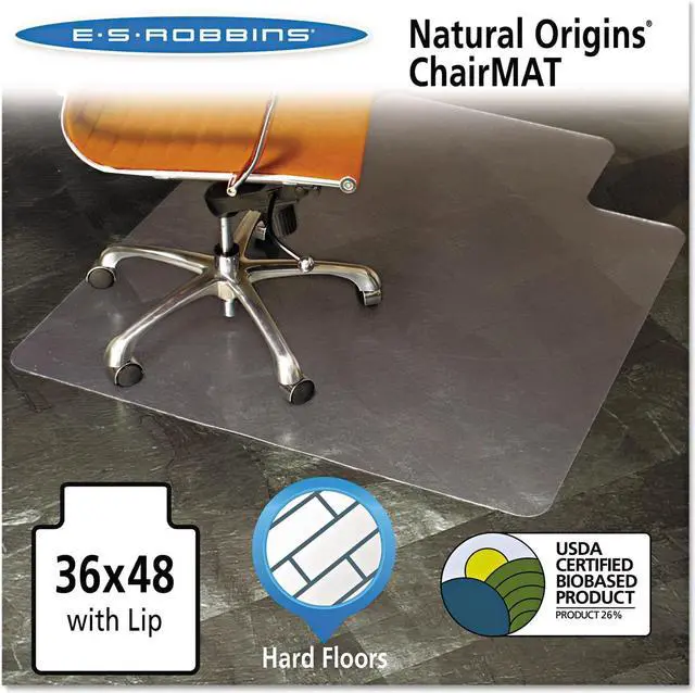 Alt view image 4 of 14 - Es Robbins Natural Origins Chair Mat With Lip For Hard Floors 36 x 48 Clear 143002