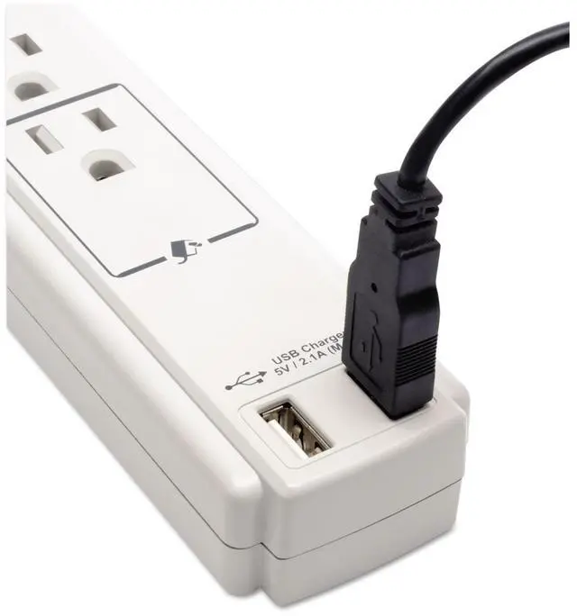 Alt view image 18 of 20 - Tripp Lite 6 Outlet Surge Protector Power Strip 6Ft Cord 990 Joules Dual Usb Charging Led & Insurance (Tlp606usb)