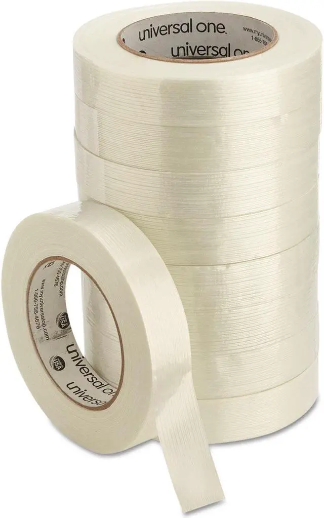 Alt view image 9 of 11 - Universal 165# Medium Grade Filament Tape 24mm x 54.8m 3" Core Clear 78001