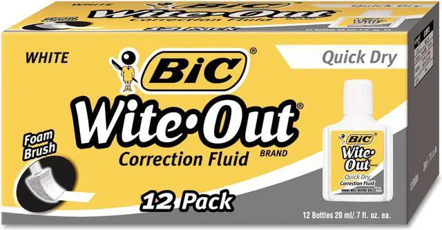 Alt view image 7 of 11 - Bic Wite-Out Quick Dry Correction Fluid 20 ml Bottle White 1/Dozen WOFQD12WE