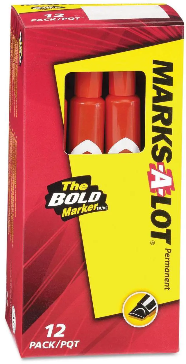 Alt view image 12 of 17 - Avery Marks-A-Lot Large Desk-Style Permanent Marker Chisel Tip Red Dozen 08887
