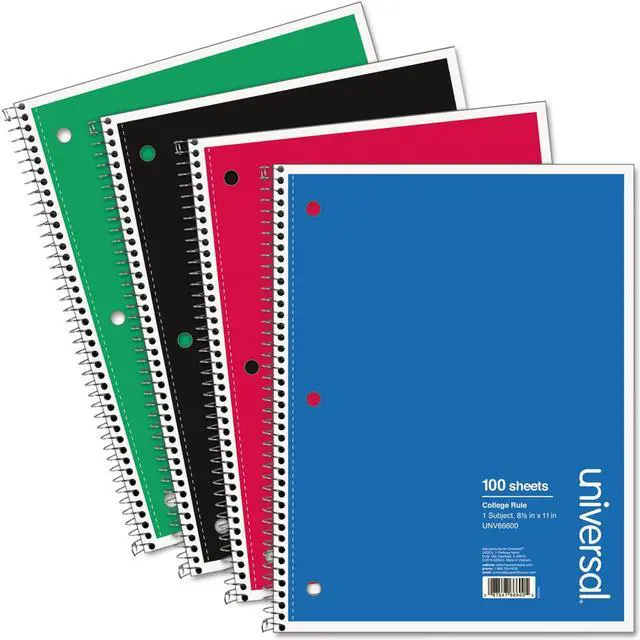 Main image of Universal 1 Sub. Wirebound Notebook 11 x 8 1/2 College Rule 100 Sheets Black
