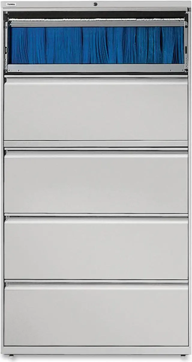 Alt view image 3 of 6 - Lorell Lateral File - 36" x 18.6" x 67.7" - 5 x Drawer(s) for File - Legal, Letter, A4 - Lateral - Rust Proof, Leveling
