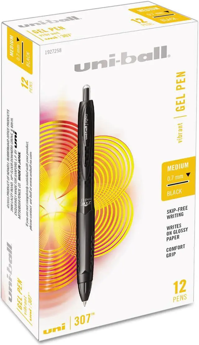 Alt view image 2 of 11 - Uni-ball 307 Gel Pen .7mm Black Ink Dozen 1927258