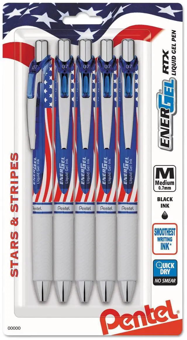 Alt view image 2 of 8 - Pentel EnerGel RTX Retractable Liquid Gel Pen .7mm USA Barrel Black Ink 5/PK BL77USABP5A