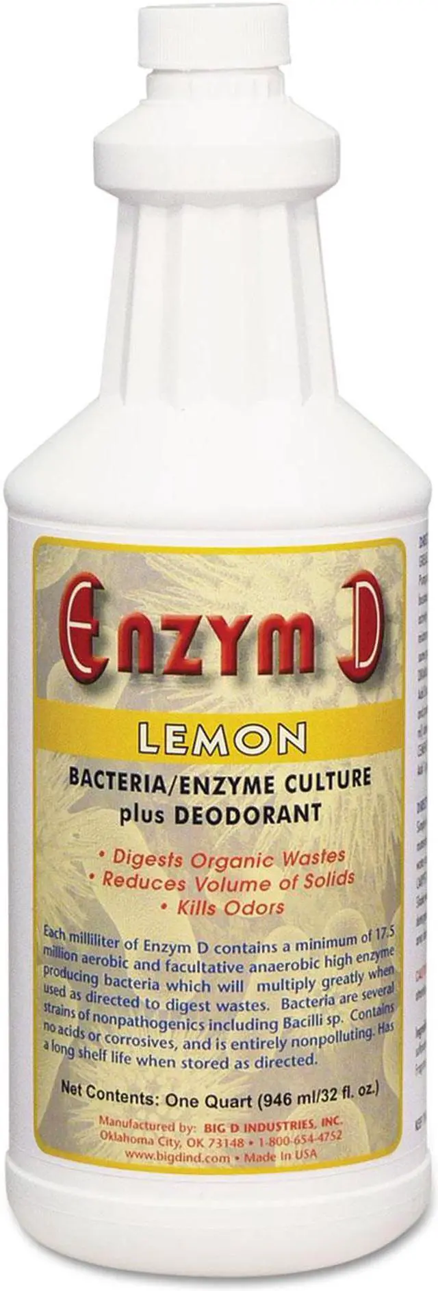 Alt view image 2 of 12 - Enzym D Digester Liquid Deodorant, Lemon, 32oz, 12/Carton