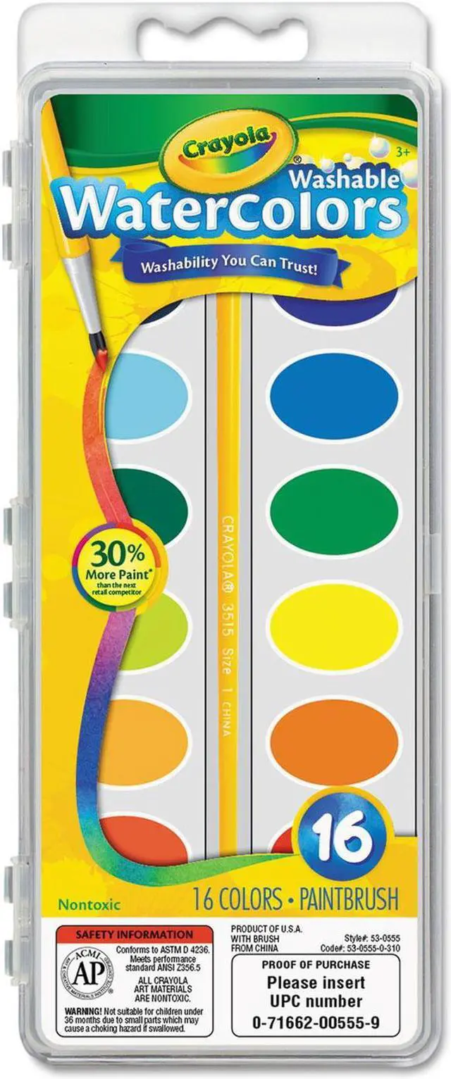 Alt view image 13 of 20 - Binney & Smith 530555 Washable Watercolor Paint  16 Assorted Colors per Pack