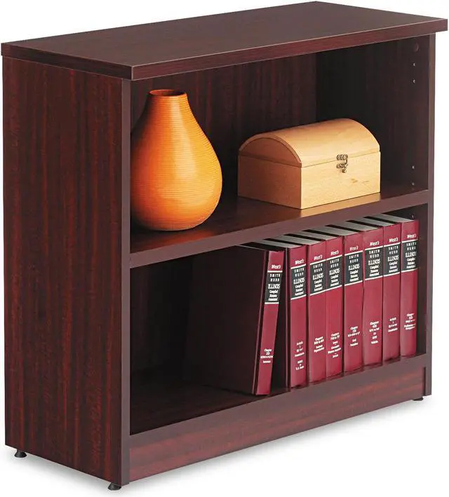 Alt view image 14 of 20 - Alera Valencia Series Bookcase, Two-Shelf, 31 3/4w x 14d x 29 1/2h, Mahogany