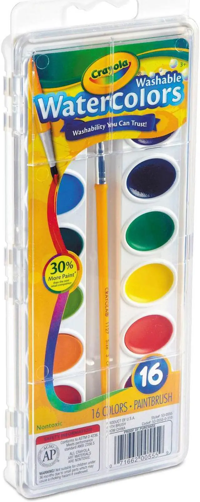 Alt view image 14 of 20 - Binney & Smith 530555 Washable Watercolor Paint  16 Assorted Colors per Pack