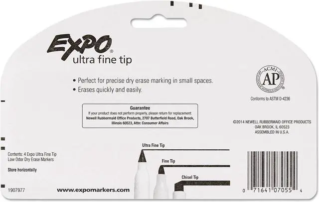Alt view image 6 of 9 - EXPO Low-Odor Dry-Erase Marker Ultra Fine Point Black 4/Pack 1871774