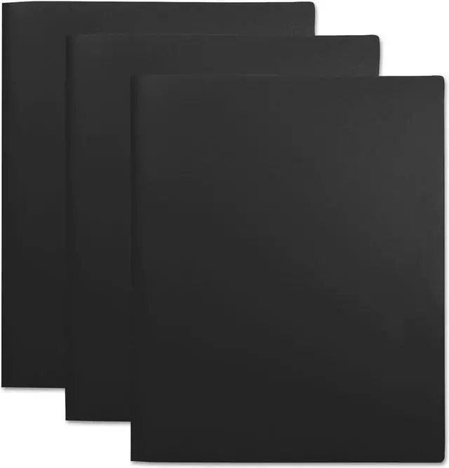Alt view image 13 of 14 - Universal Two-Pocket Plastic Folders 11 x 8 1/2 Black 10/Pack 20540