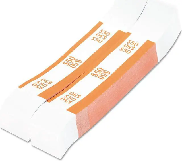 Alt view image 6 of 6 - Coin-Tainer Currency Straps Orange $50 in Dollar Bills 1000 Bands/Pack 400050